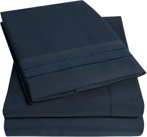 1500 Supreme Collection Extra Soft RV Short Queen Sheets Set, Navy Blue - Luxury Bed Sheets Set with Deep Pocket Wrinkle Free Hypoallergenic Bedding, Over 40 Colors, RV Short Queen Size, Navy