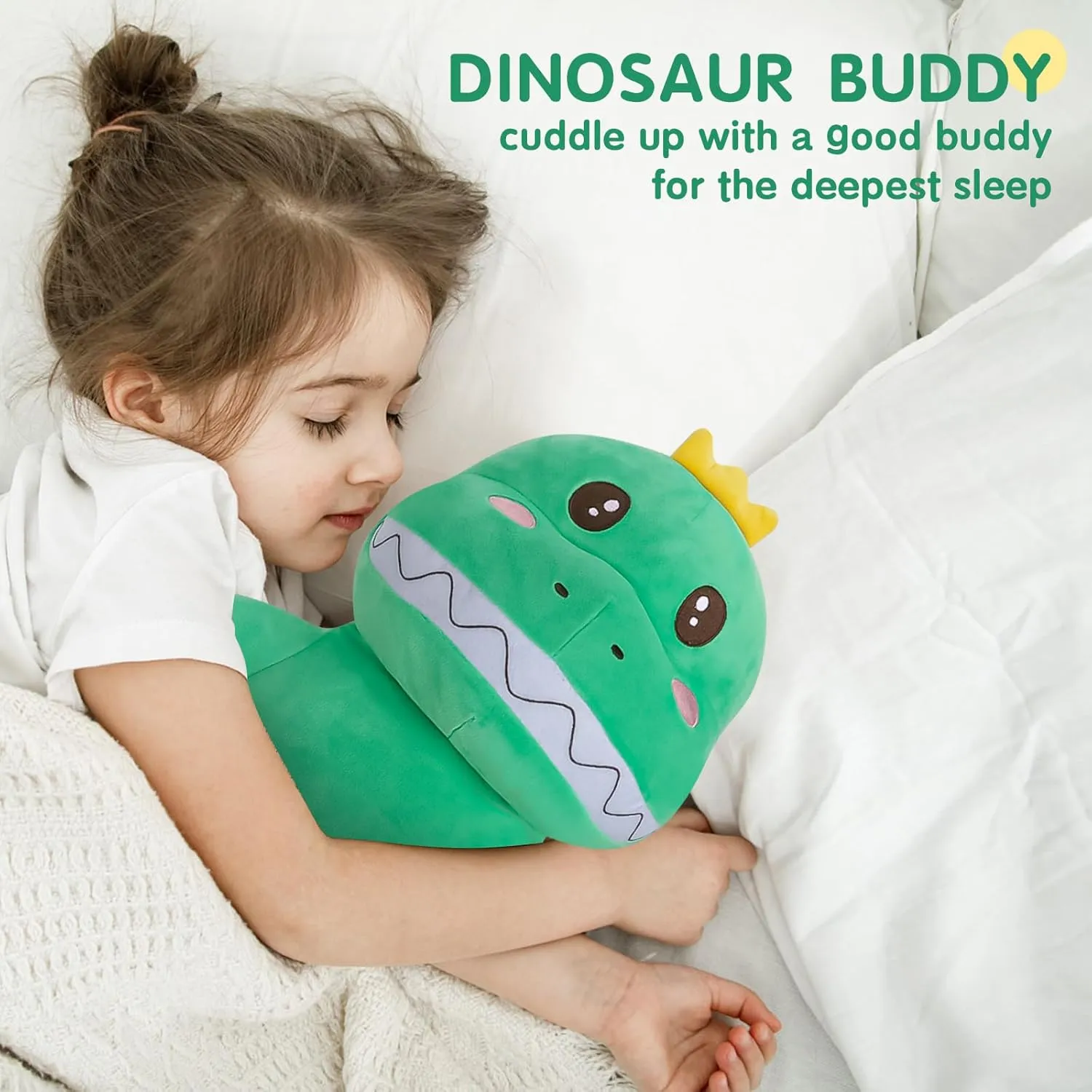 22'' Long Dinosaur Plush Body Pillow, Cute Green Dinosaur Stuffed Animals, Soft Body Pillow Dinosaur Squishy Plushies Toy, Gifts for Kids Boys Girls, Birthdays