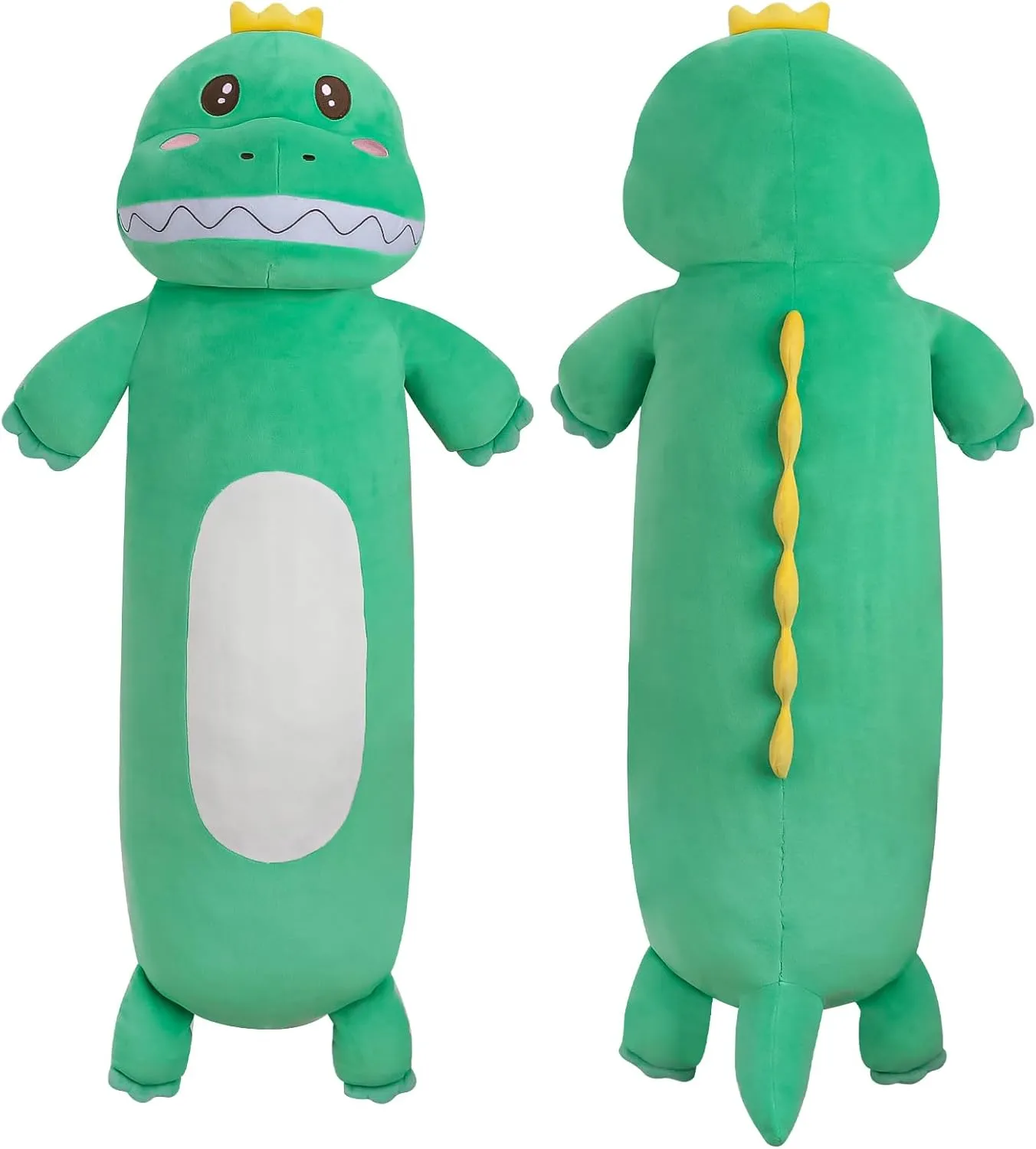 22'' Long Dinosaur Plush Body Pillow, Cute Green Dinosaur Stuffed Animals, Soft Body Pillow Dinosaur Squishy Plushies Toy, Gifts for Kids Boys Girls, Birthdays