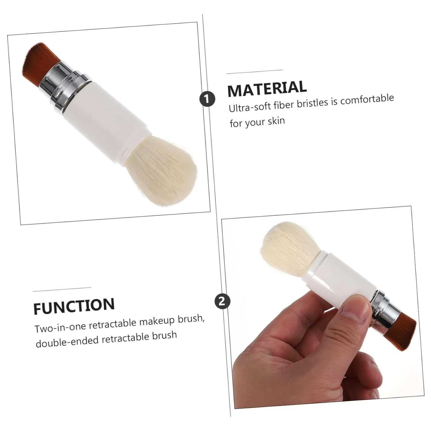 2pcs Telescopic Makeup Brush Tool Portable Brush Soft Man-made Fibers for Precision Highlighting under Eye Concealer for Makeup Artists Beginners