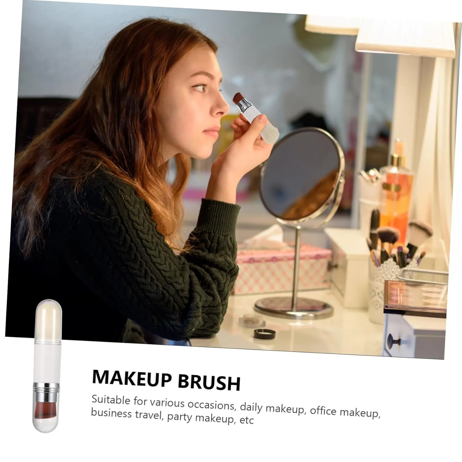 2pcs Telescopic Makeup Brush Tool Portable Brush Soft Man-made Fibers for Precision Highlighting under Eye Concealer for Makeup Artists Beginners