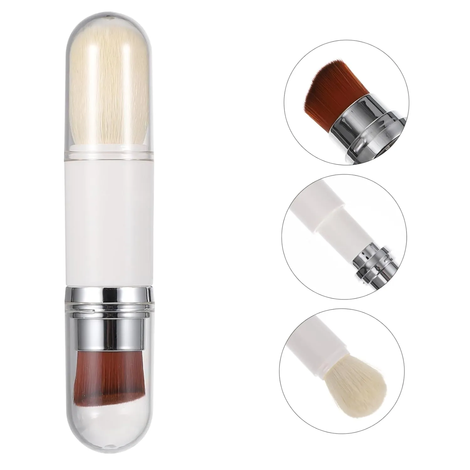 2pcs Telescopic Makeup Brush Tool Portable Brush Soft Man-made Fibers for Precision Highlighting under Eye Concealer for Makeup Artists Beginners