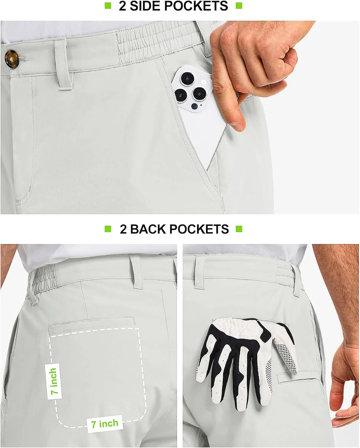 33,000ft Men's Golf Shorts 9" Dry Fit Stretch Golf Short UPF 50  Lightweight Flat Front Golf Shorts with Pockets