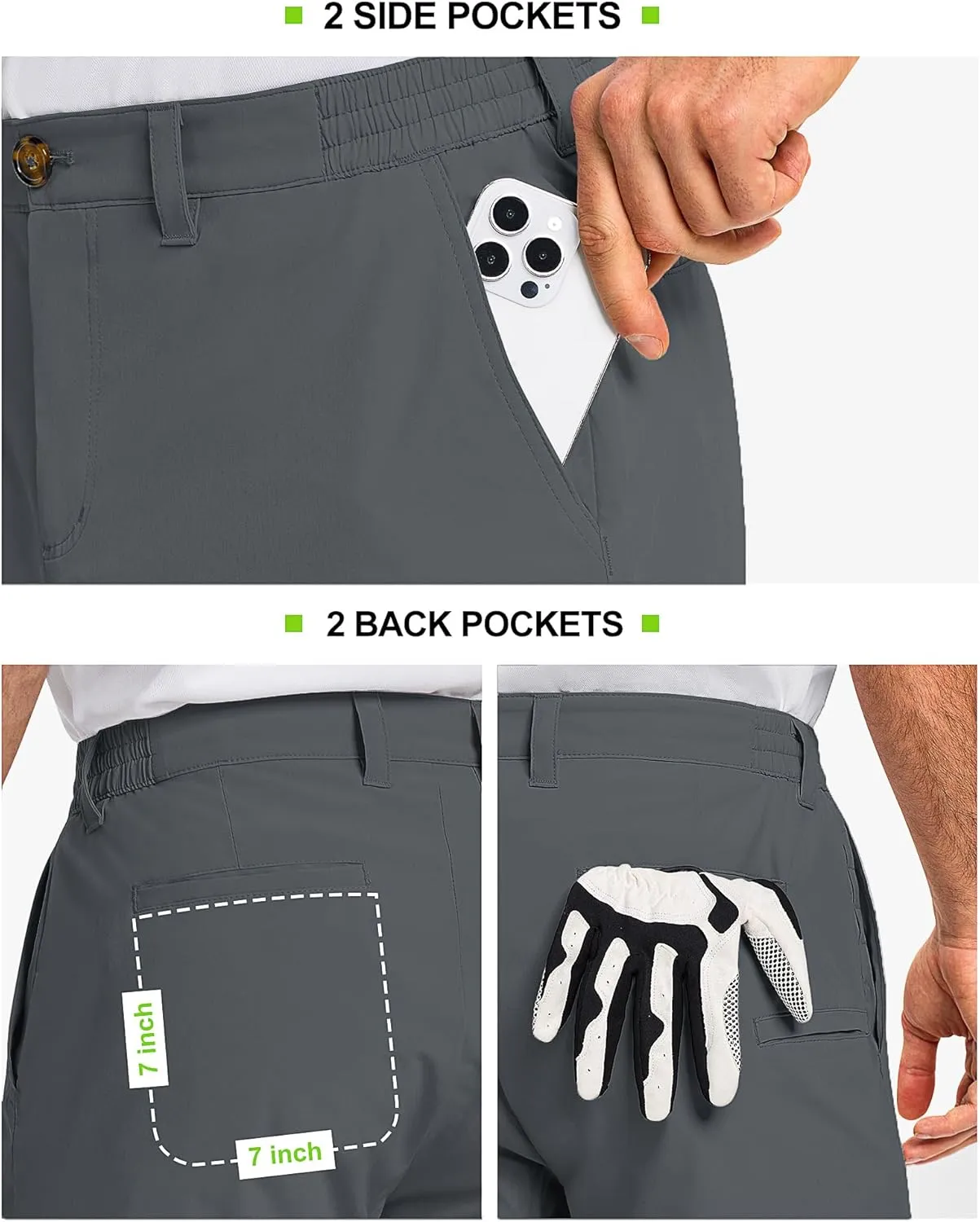33,000ft Men's Golf Shorts 9" Dry Fit Stretch Golf Short UPF 50  Lightweight Flat Front Golf Shorts with Pockets