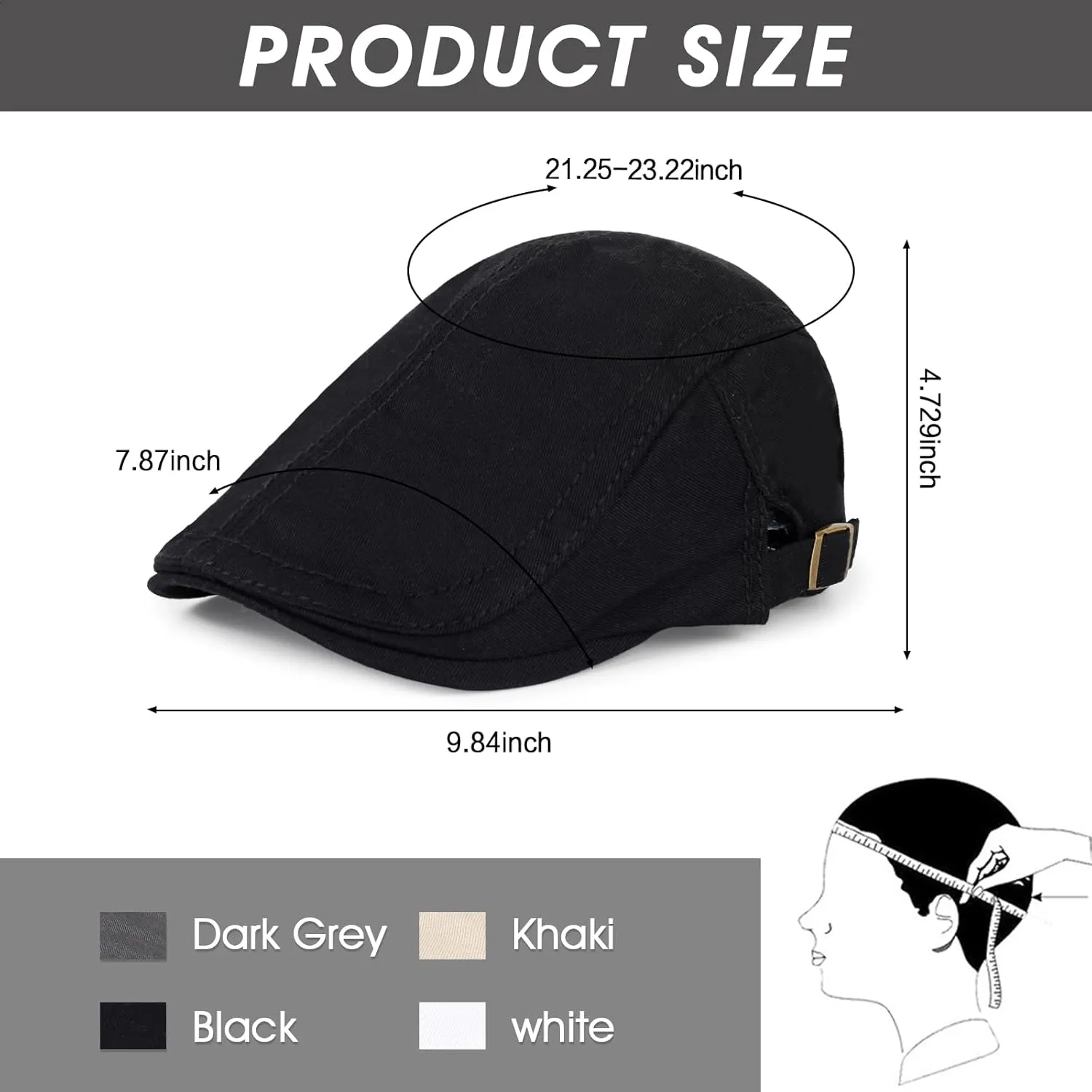 3Pcs Cotton Newsboy Hat for Men Cool Adjustable Flat Cap
