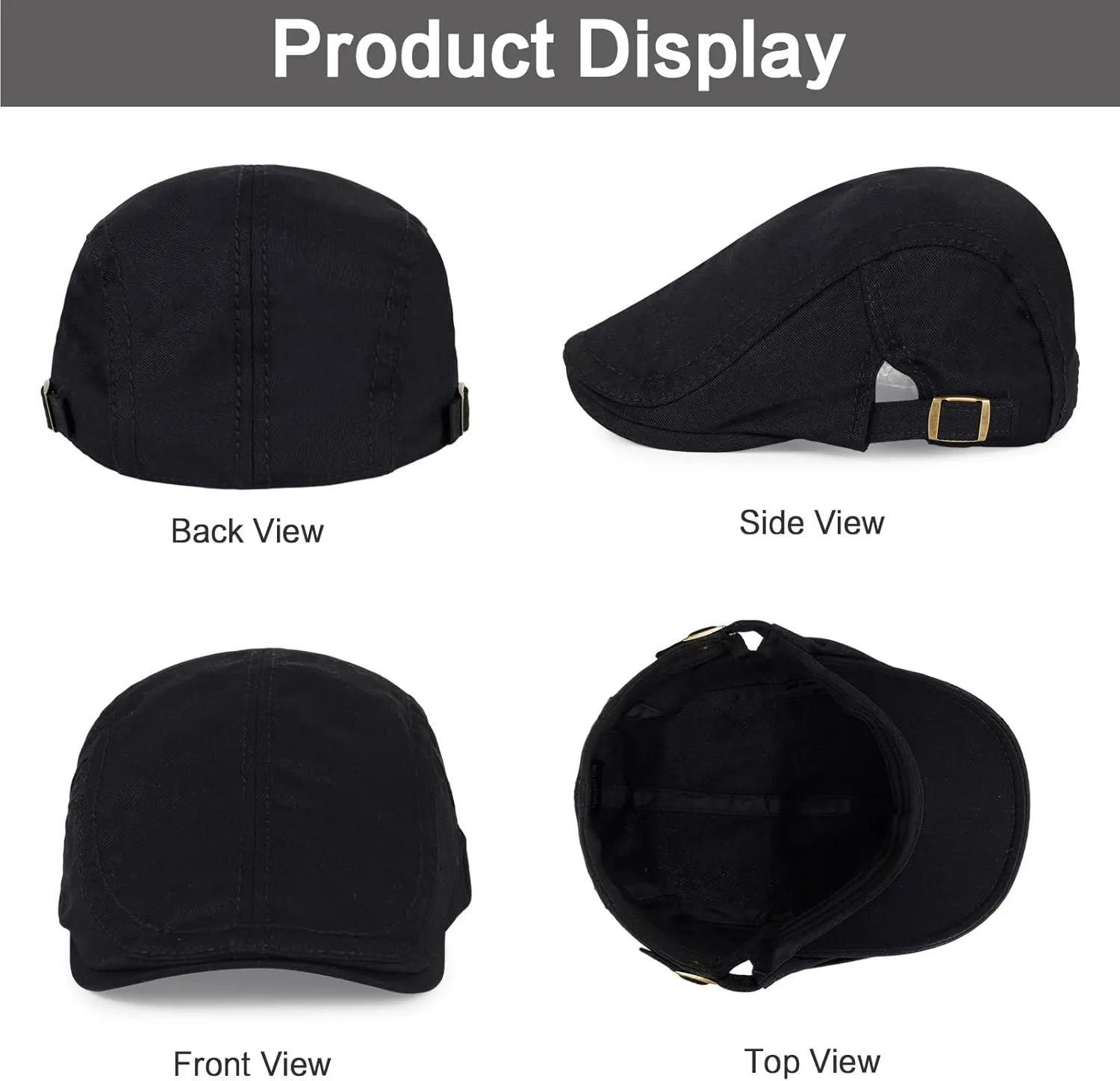 3Pcs Cotton Newsboy Hat for Men Cool Adjustable Flat Cap