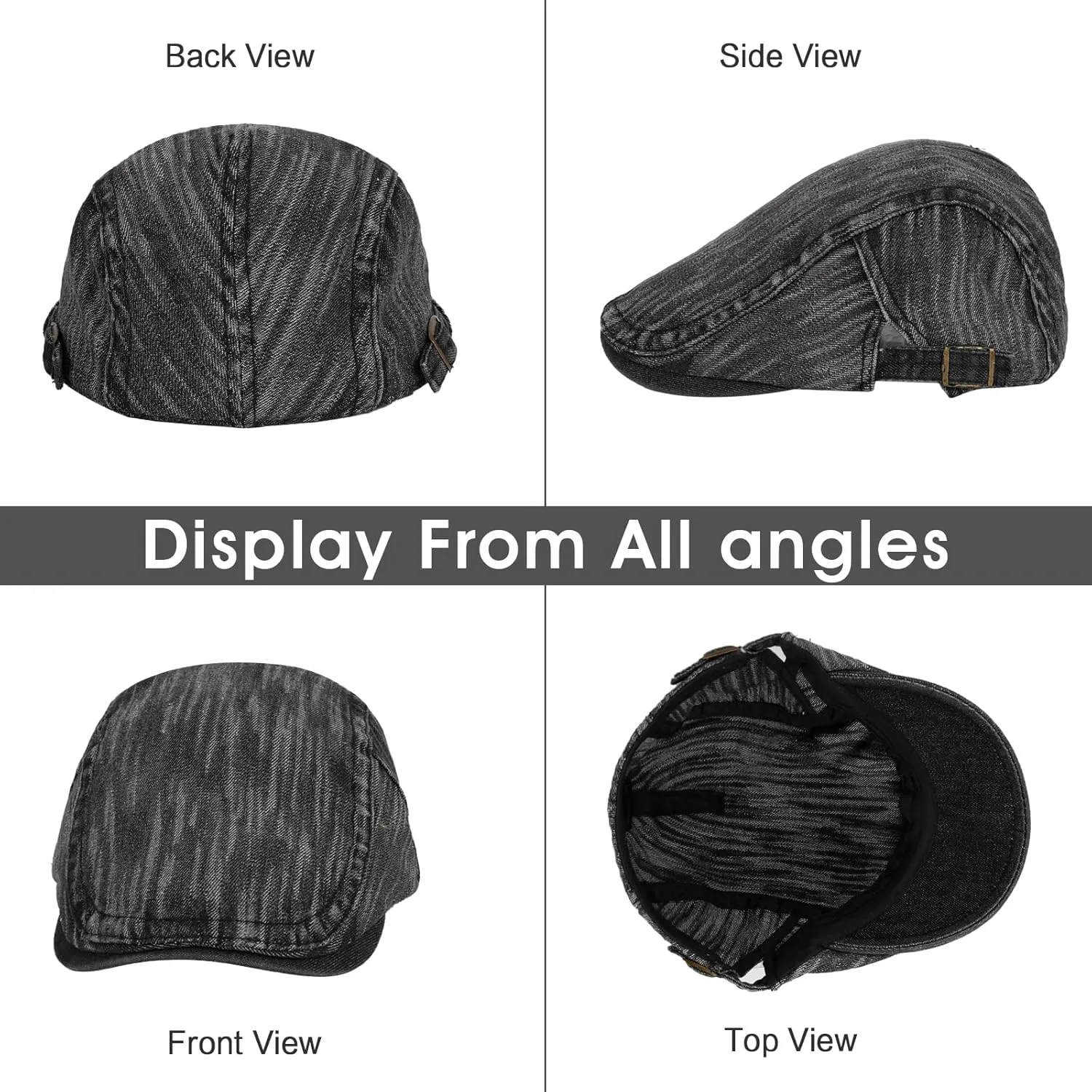 3Pcs Men's Newsboy Caps Washing Cotton Cooling Lightweight Scally Cap for Men Adjustable Flat Cap