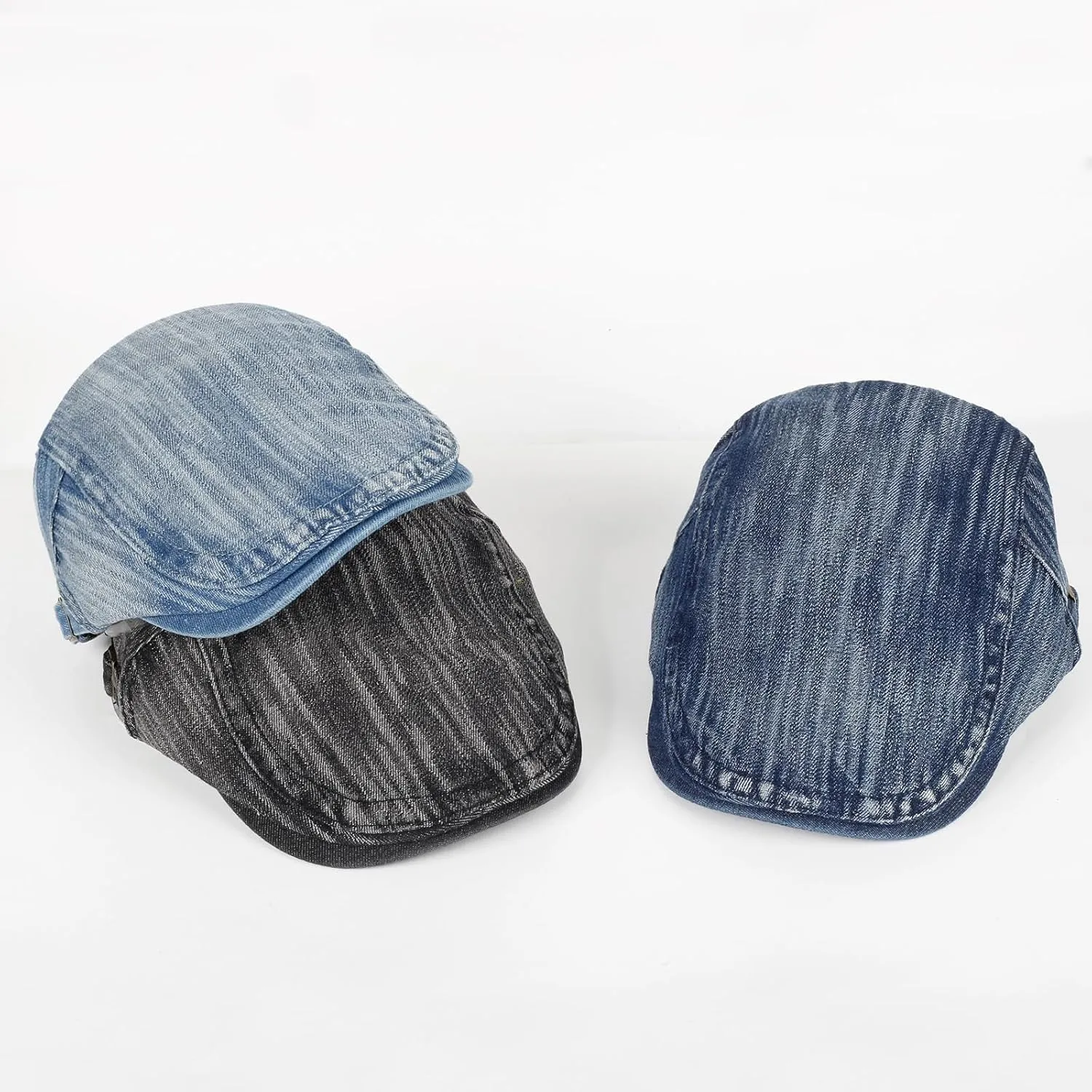 3Pcs Men's Newsboy Caps Washing Cotton Cooling Lightweight Scally Cap for Men Adjustable Flat Cap