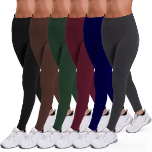 Active Club 3 or 6-Pack Fleece Lined Leggings for Women, High-Waisted Women’s Leggings with Wide Waistband and Fleece Lining