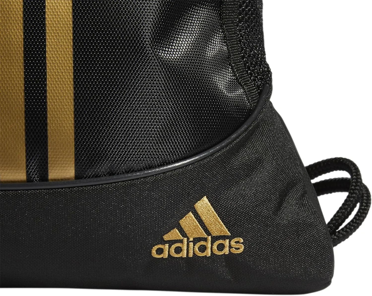 adidas Alliance Sackpack, Drawstring, Lightweight Small Gym Bag for Women, Soccer Backpack, Black/Gold Metallic/Black, One Size