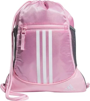 adidas Alliance Sackpack, Drawstring, Lightweight Small Gym Bag for Women, Soccer Backpack, True Pink/White, One Size