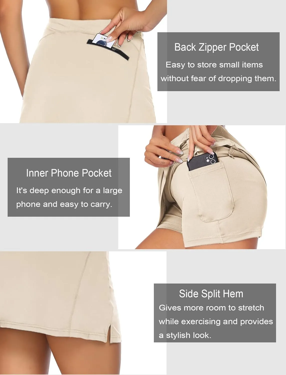 ADOME Women's Athletic Skort Golf Skirt with Pockets Shorts Active Tennis Running Workout Sports___
