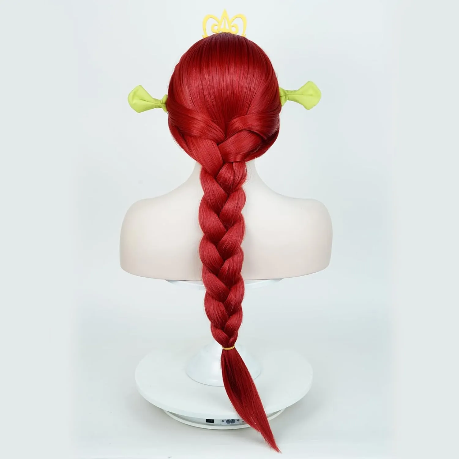 Aicos Red Braid Princess Wig for Women 29.5Inch Red Long Braid Wig with Crown and Ears for Halloween Costume Party