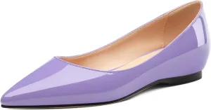 AMBELIGHT Comfy Flats for Women Pointed Toe Slip On Pumps Business Dress Shoe