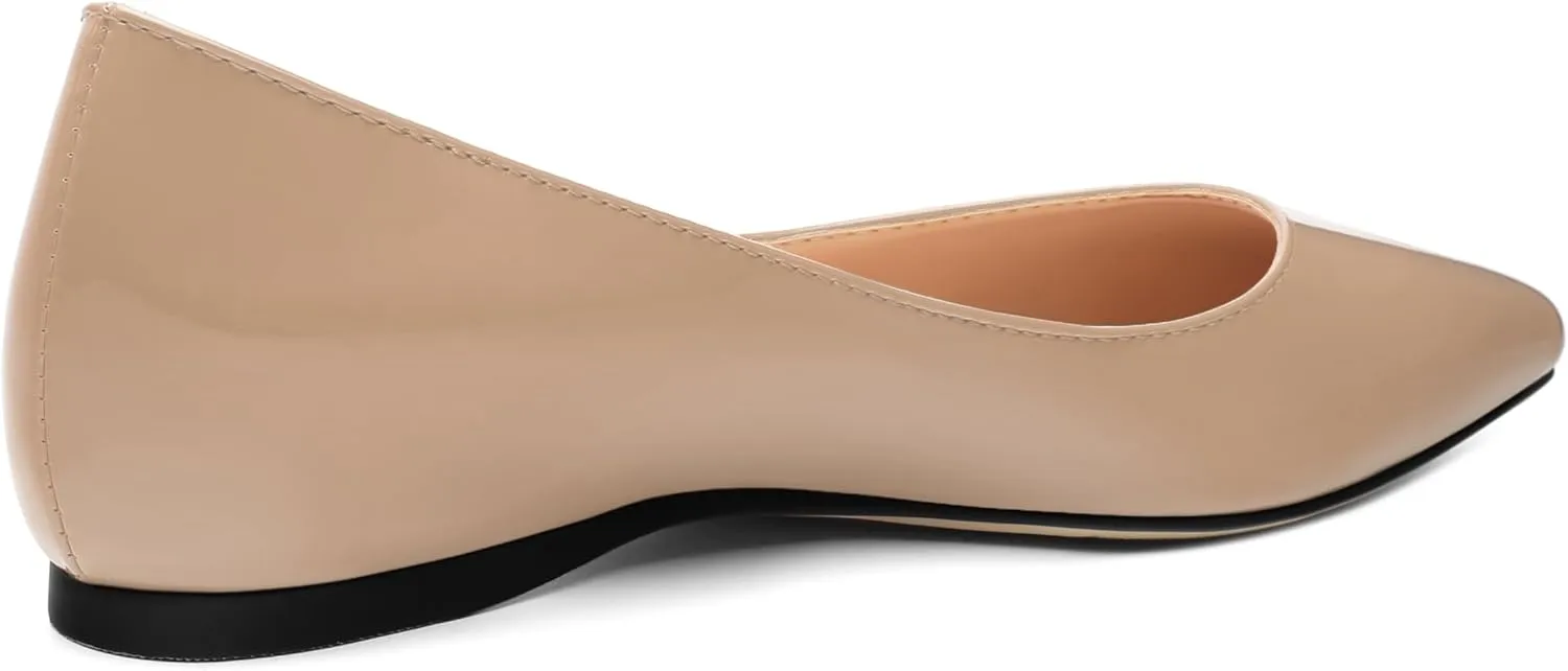 AMBELIGHT Comfy Flats for Women Pointed Toe Slip On Pumps Business Dress Shoe