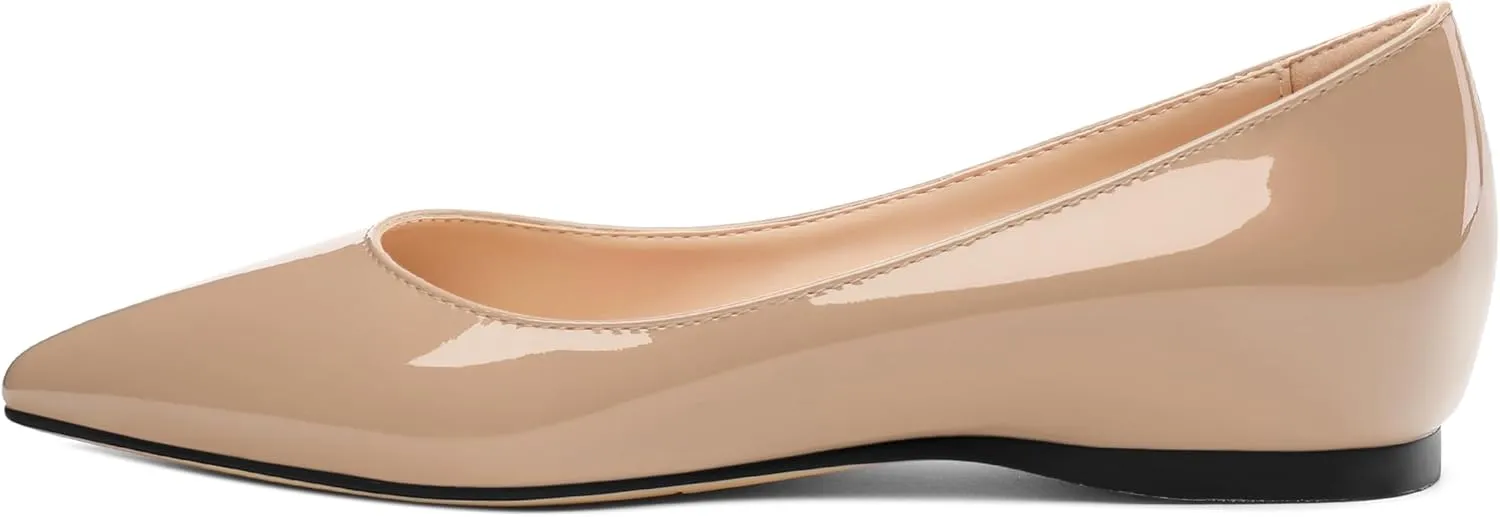 AMBELIGHT Comfy Flats for Women Pointed Toe Slip On Pumps Business Dress Shoe