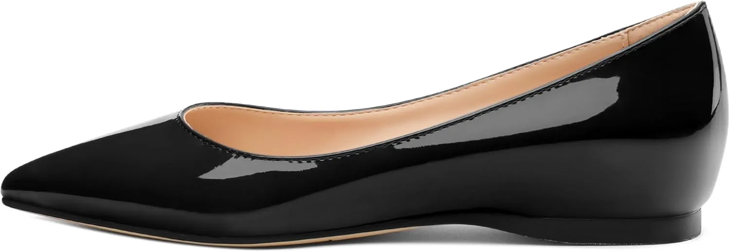 AMBELIGHT Comfy Flats for Women Pointed Toe Slip On Pumps Business Dress Shoe