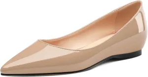 AMBELIGHT Comfy Flats for Women Pointed Toe Slip On Pumps Business Dress Shoe