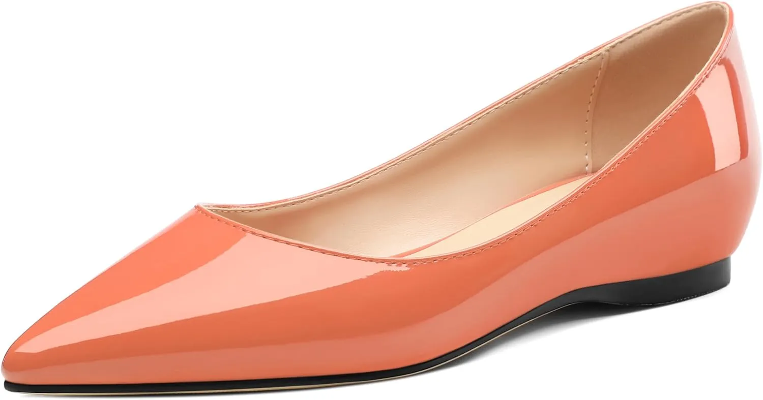 AMBELIGHT Comfy Flats for Women Pointed Toe Slip On Pumps Business Dress Shoe