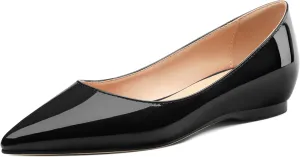 AMBELIGHT Comfy Flats for Women Pointed Toe Slip On Pumps Business Dress Shoe
