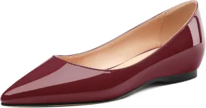 AMBELIGHT Comfy Flats for Women Pointed Toe Slip On Pumps Business Dress Shoe