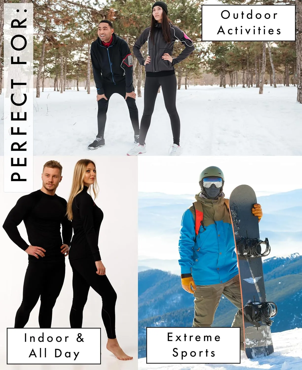 AMERICAN HEAVEN Mens' Baselayer Long Sleeve Top | 100% Cotton Crew Neck Shirt | Fleece Brush Flat Knit | 3 Pack
