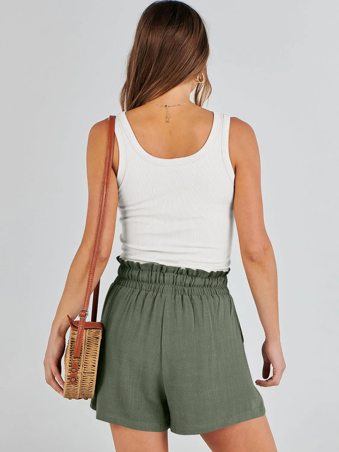 ANRABESS Linen Shorts for Women Summer Casual Wide Leg Loose High Waist Drawstring Dressy Beach Shorts 2025 Comfy Clothes