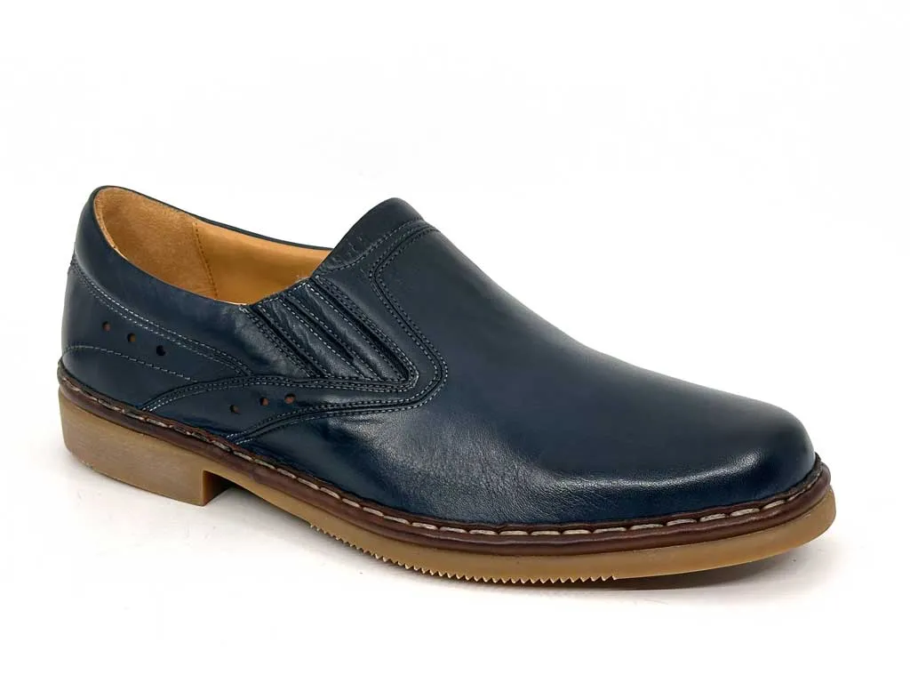 Antonio Navy Blue Men's Leather Loafers