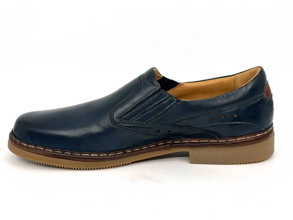 Antonio Navy Blue Men's Leather Loafers