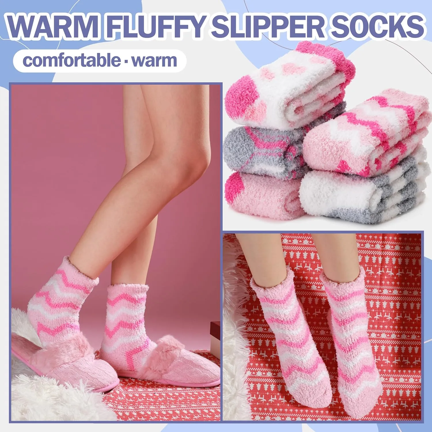 ANTSANG Women's Fuzzy Slipper Socks - Winter Fluffy Comfy Cozy Cabin Warm Home Socks