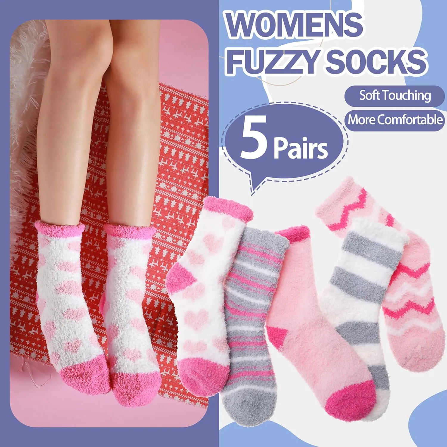 ANTSANG Women's Fuzzy Slipper Socks - Winter Fluffy Comfy Cozy Cabin Warm Home Socks
