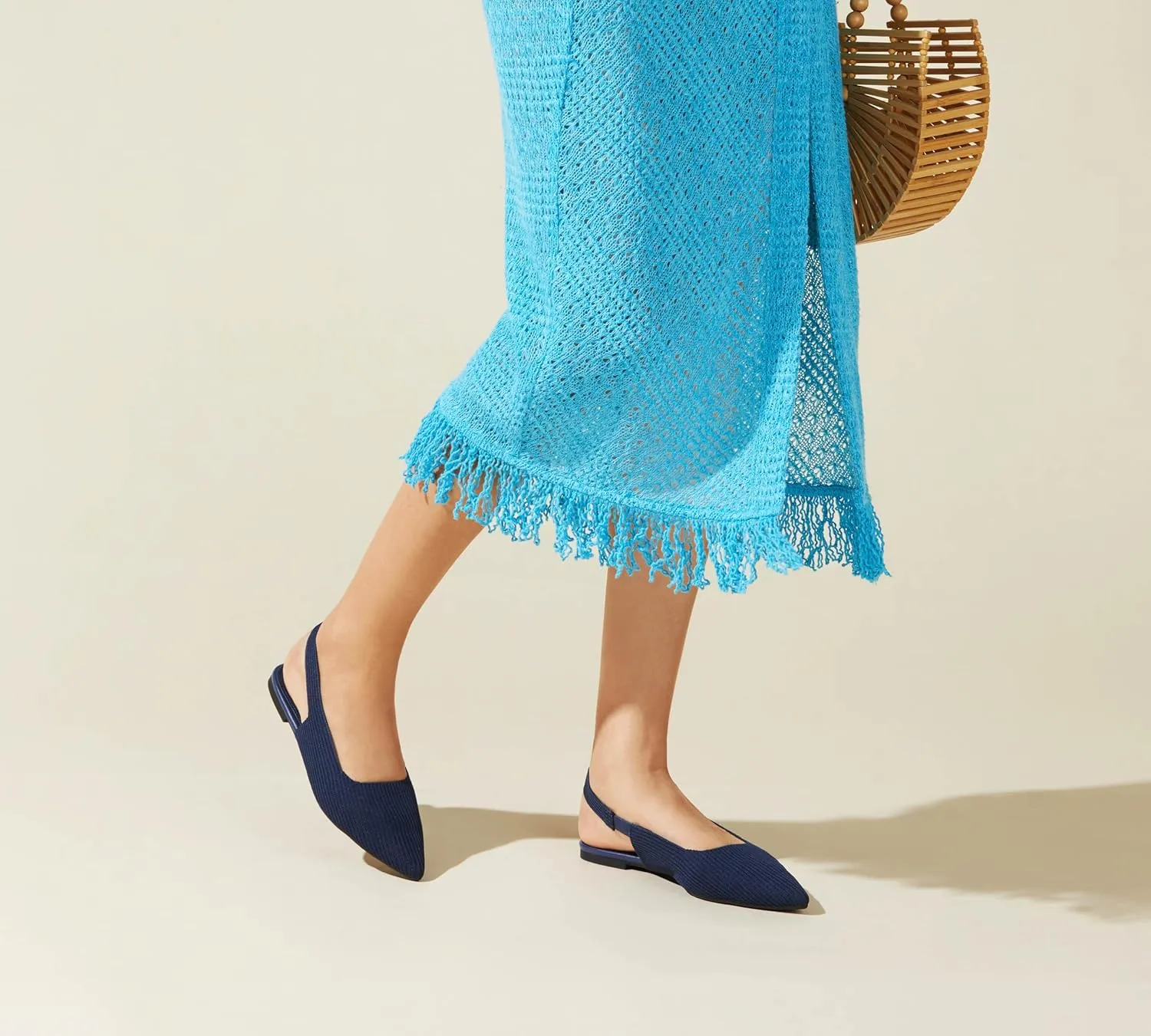 Arromic Slingback Flats for Women Pointed Toe Ballet Flats Shoes Women Dressy Comfortable Slip On Knit Flat