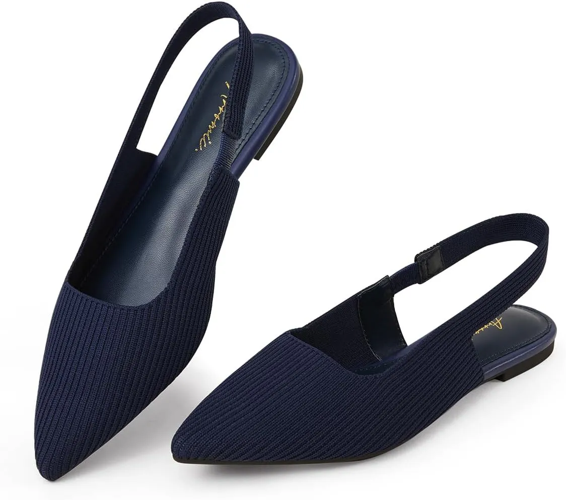 Arromic Slingback Flats for Women Pointed Toe Ballet Flats Shoes Women Dressy Comfortable Slip On Knit Flat