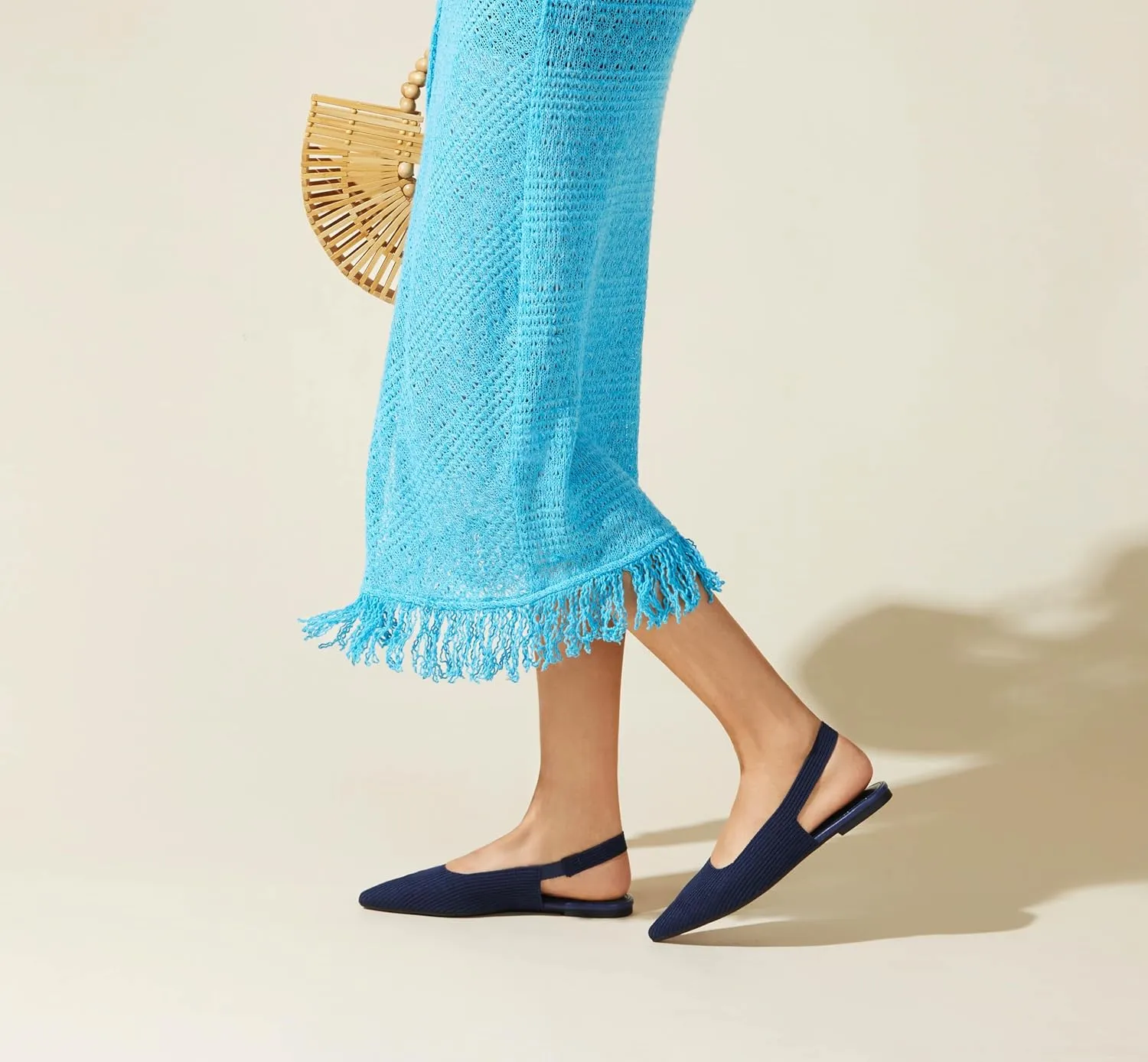 Arromic Slingback Flats for Women Pointed Toe Ballet Flats Shoes Women Dressy Comfortable Slip On Knit Flat