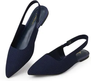 Arromic Slingback Flats for Women Pointed Toe Ballet Flats Shoes Women Dressy Comfortable Slip On Knit Flat