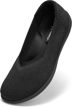 Arromic Wide Toe Box Flat Shoes Women Slip on Wide Width Flats Comfortable Ballet Flat Shoes Knit Dressy Washable Soft Walking Shoes