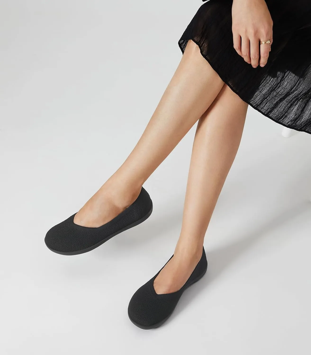 Arromic Wide Toe Box Flat Shoes Women Slip on Wide Width Flats Comfortable Ballet Flat Shoes Knit Dressy Washable Soft Walking Shoes