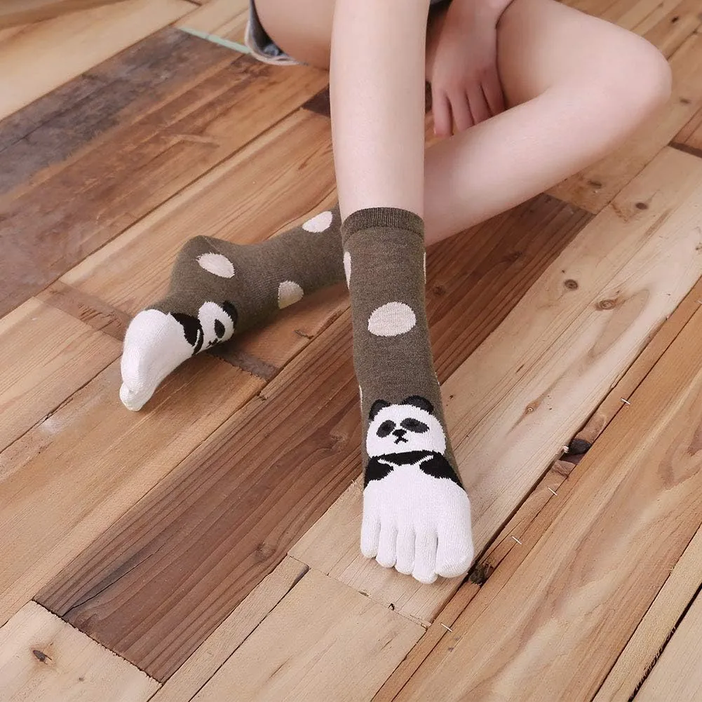 Artfasion Women's Toe Socks Cotton Comfy Low Cut Ankle with Reinforced Heel and Toe Crew Socks for Ladies