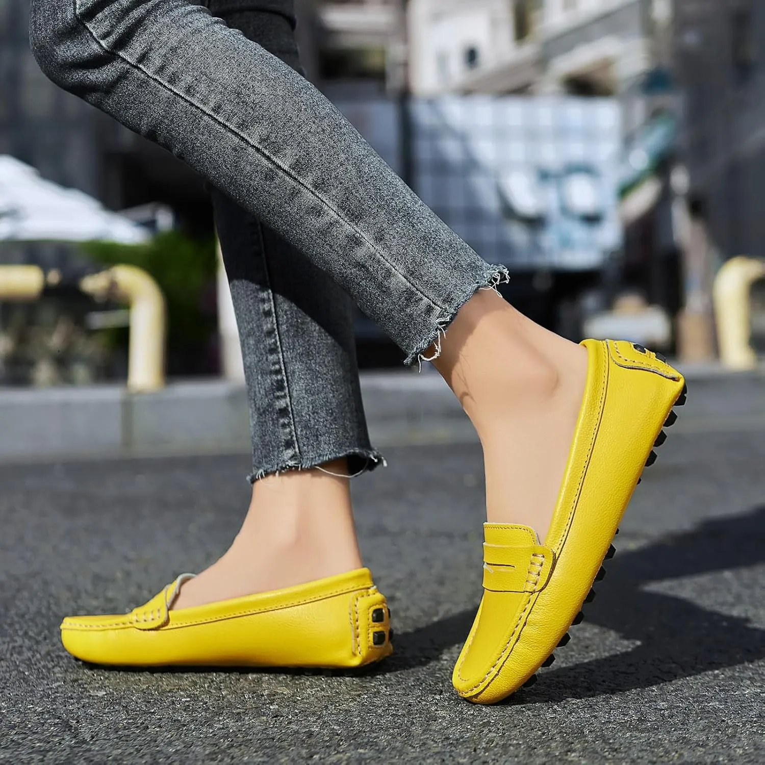 Artisure Women's Classic Comfort Leather Penny Loafers Casual Slip-Ons Lightweight Walking Flats Driving Mocs Boat Shoes