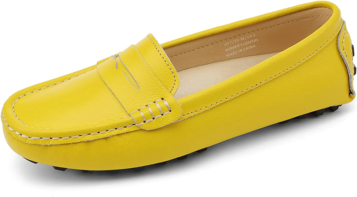 Artisure Women's Classic Comfort Leather Penny Loafers Casual Slip-Ons Lightweight Walking Flats Driving Mocs Boat Shoes