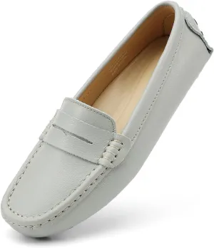 Artisure Women's Classic Comfort Leather Penny Loafers Casual Slip-Ons Lightweight Walking Flats Driving Mocs Boat Shoes