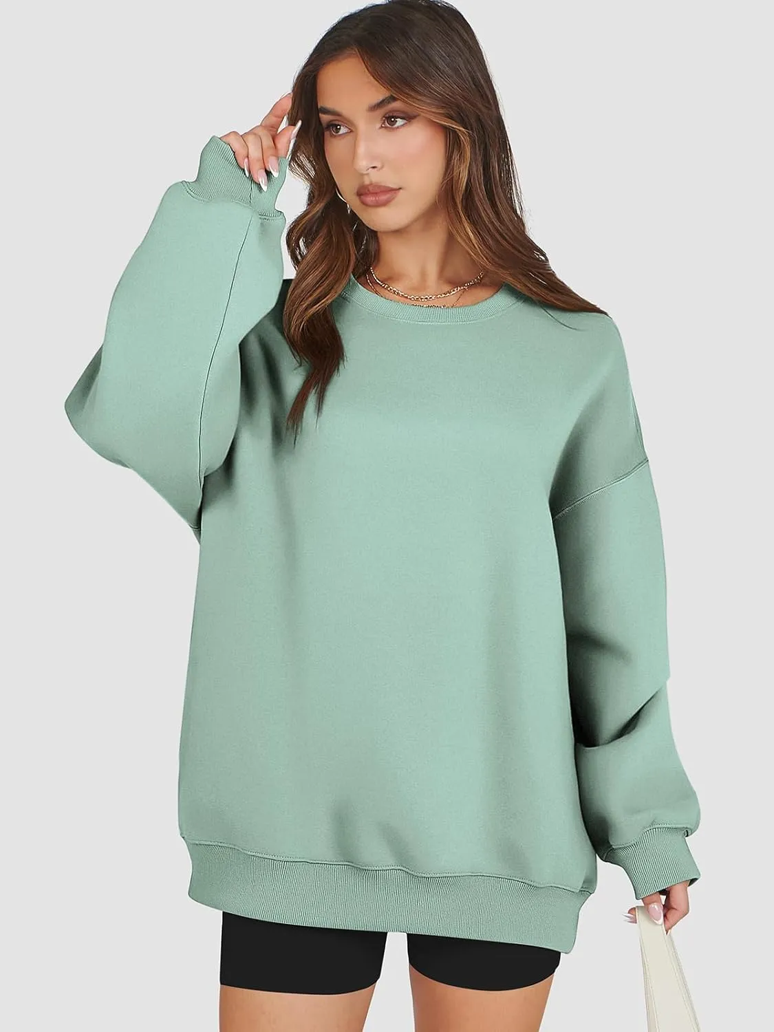 ATHMILE Oversized Sweatshirt for Women Crewneck Fleece Long Sleeve Pullover Hoodies Tops Fall Fashion Outfits Clothes 2025