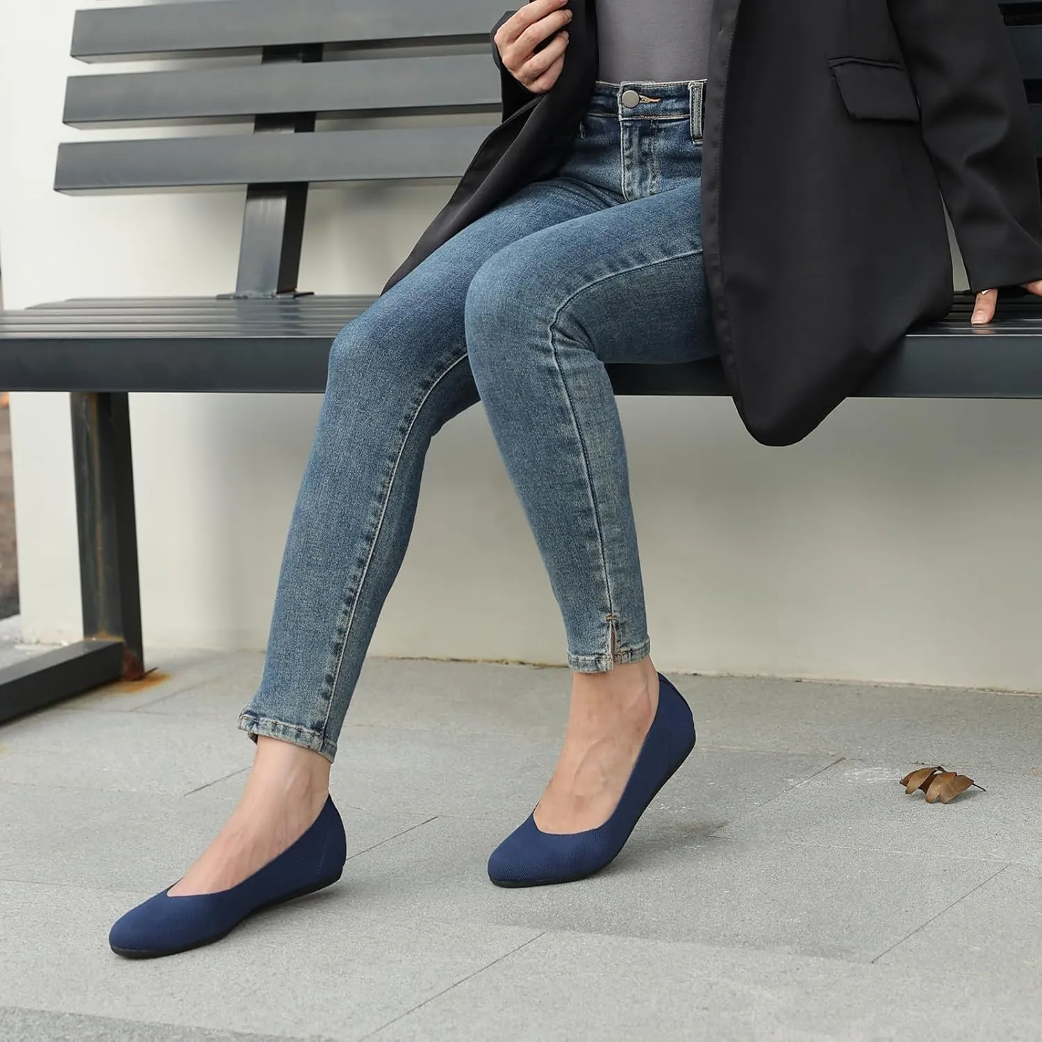 ATHMILE Women's Flat Ballet Shoes Knit Flat Shoes for Women Round Toe Slip on Women Flats for Dressy Casual Office Work Wedding Comfort Soft