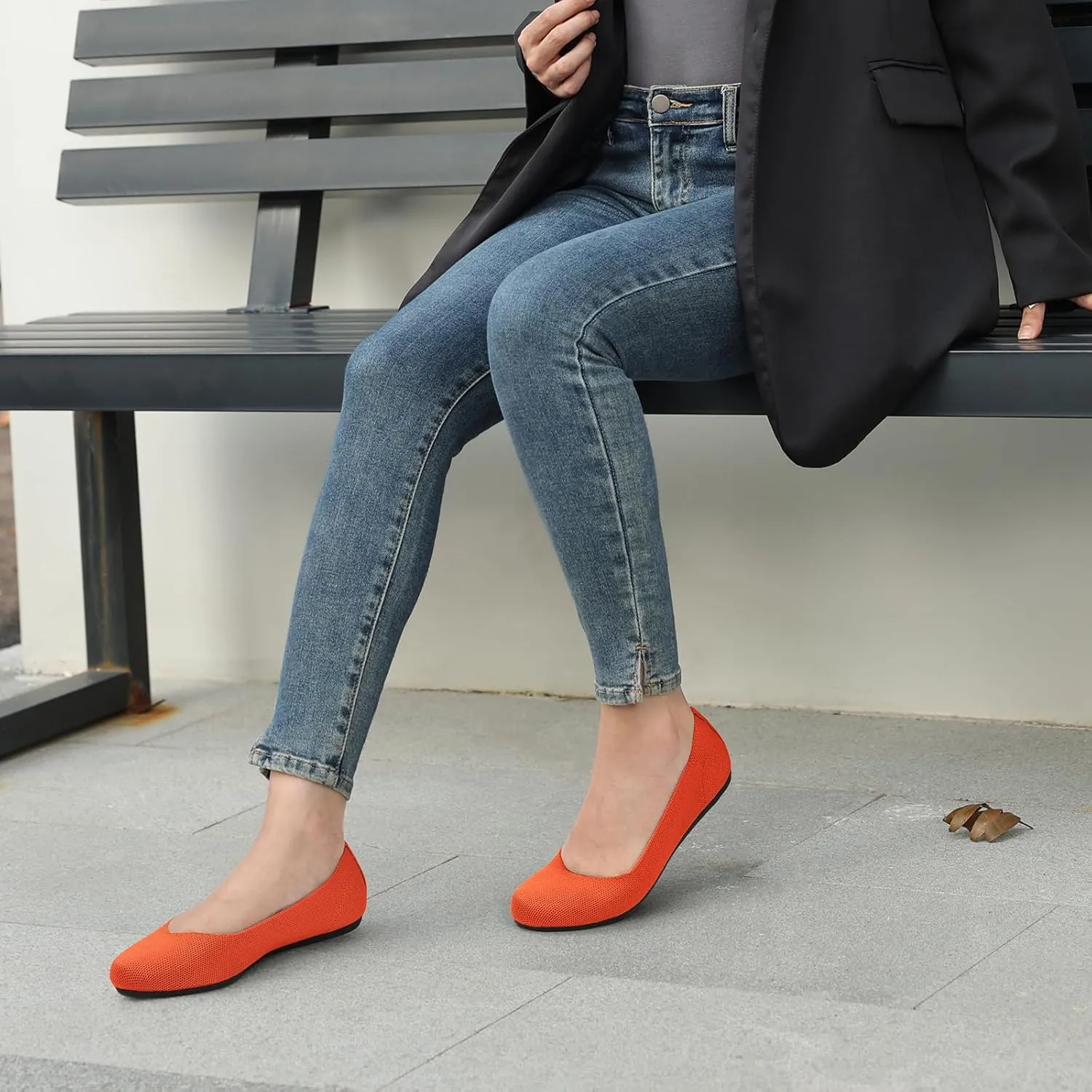ATHMILE Women's Flat Ballet Shoes Knit Flat Shoes for Women Round Toe Slip on Women Flats for Dressy Casual Office Work Wedding Comfort Soft