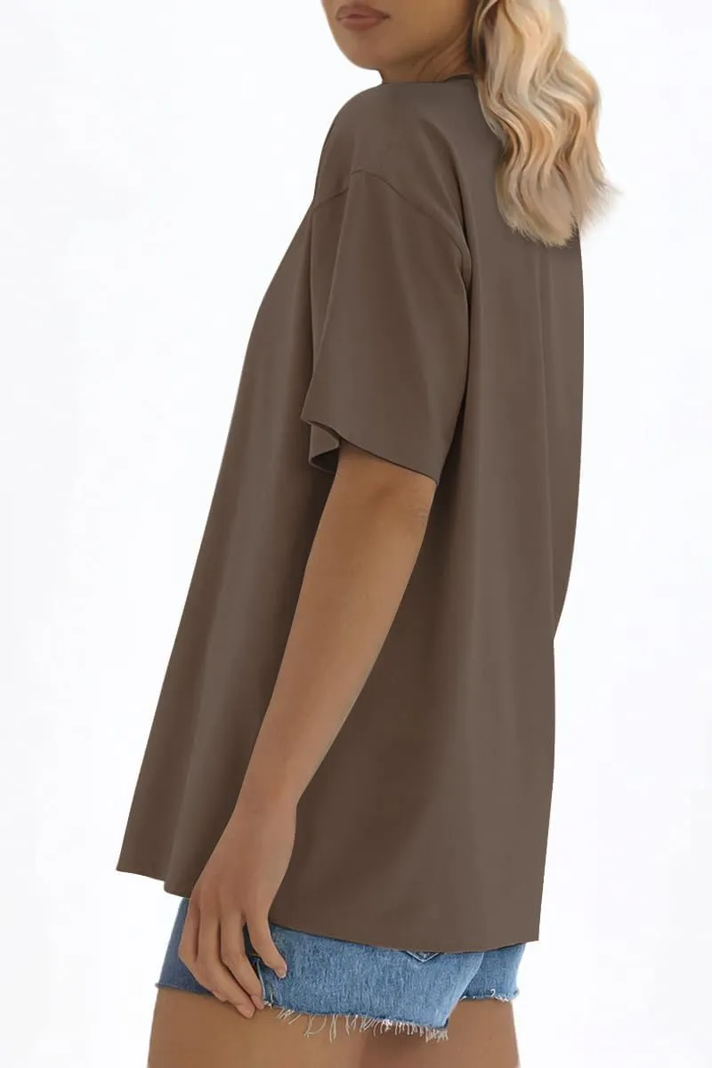 ATHMILE Womens Oversized T Shirts Loose Fit Crewneck Short Sleeve Tops Summer Casual Blouse 2025 Y2K Basic Tee Beach