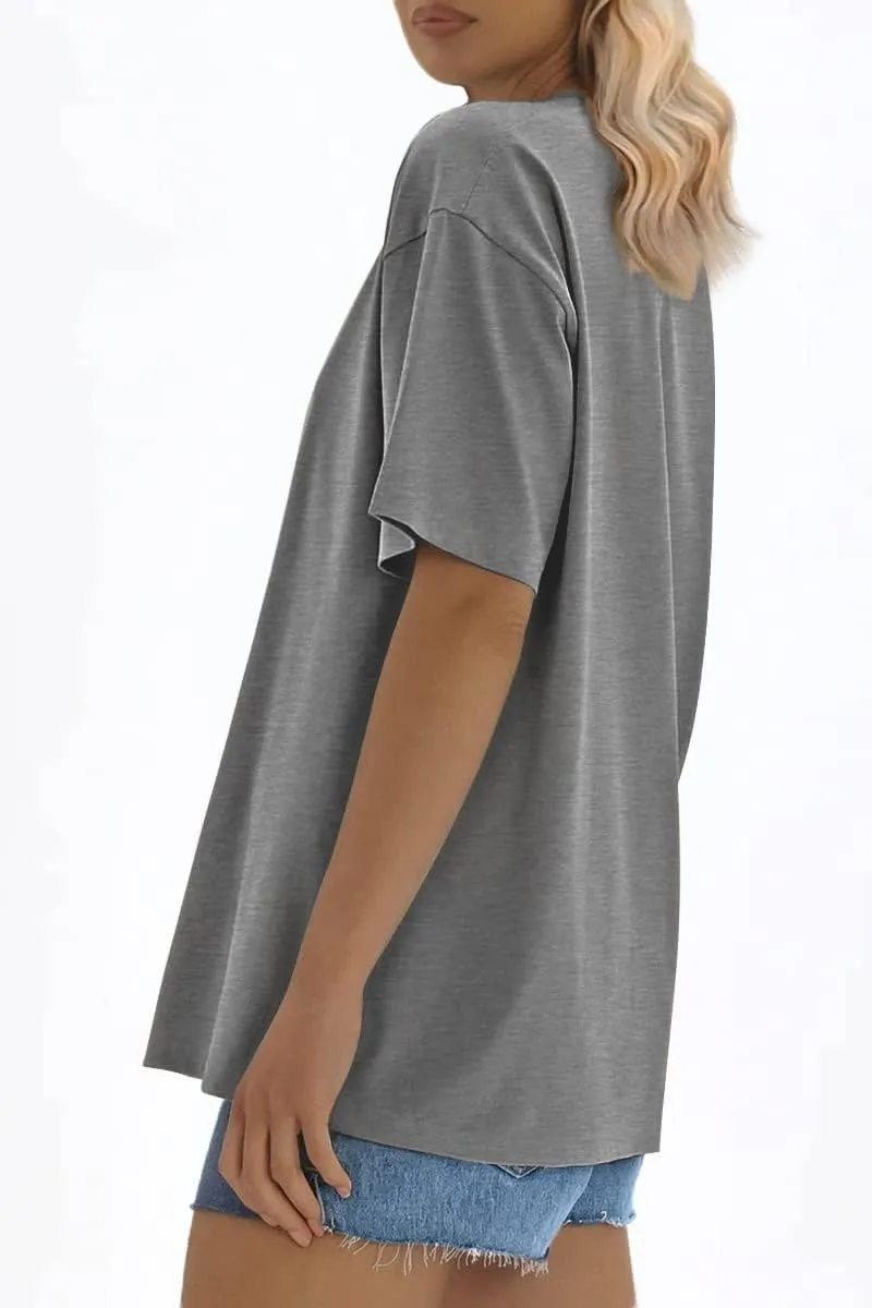 ATHMILE Womens Oversized T Shirts Loose Fit Crewneck Short Sleeve Tops Summer Casual Blouse 2025 Y2K Basic Tee Beach
