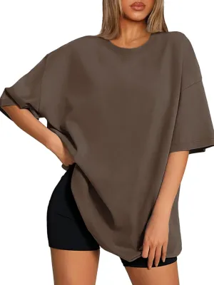 ATHMILE Womens Oversized T Shirts Loose Fit Crewneck Short Sleeve Tops Summer Casual Blouse 2025 Y2K Basic Tee Beach