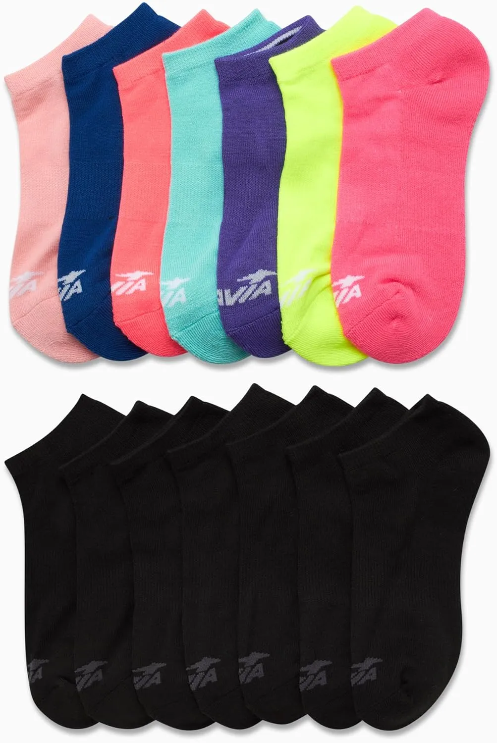Avia Womens No Show Socks - 14 Pack Soft Stretch Moisture Wicking Athletic Low Cut Socks for Women (Size 4-9, Extended: 9-12)