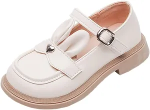 Baby Girls Sandals Size 5 Girls Leather Rabbit Design Soft Round Toe Princess Dress Flat Shoes(Little Fashion Baby Shoes