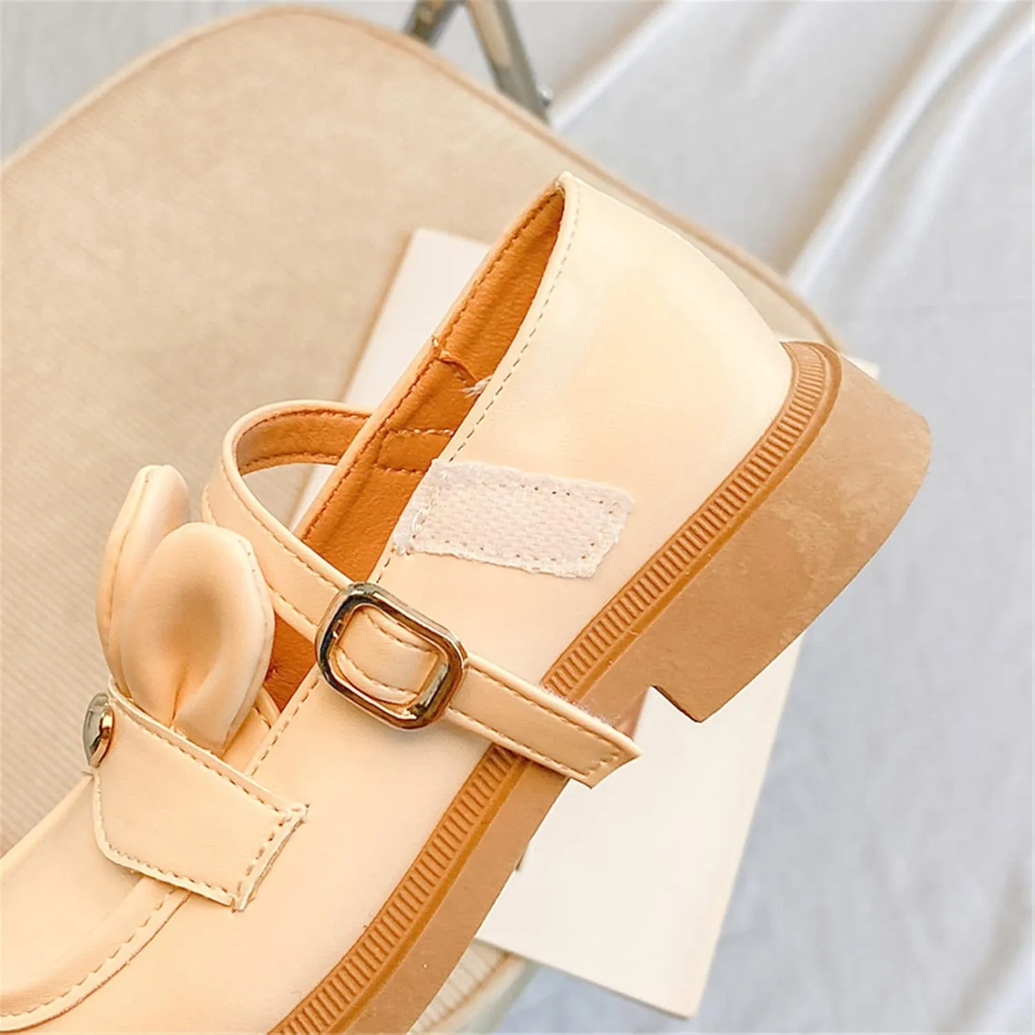 Baby Girls Sandals Size 5 Girls Leather Rabbit Design Soft Round Toe Princess Dress Flat Shoes(Little Fashion Baby Shoes